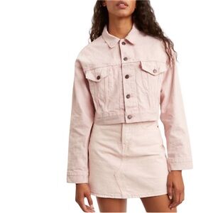 NWT Levi's Straus High Rise Pastel Pink Cotton Denim Five Pocket Jean Skirt